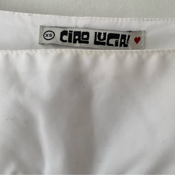 Ciao Lucia Alessandra Cotton Poplin Long Sleeve A Line Mini Dress White - Picture 7 of 11